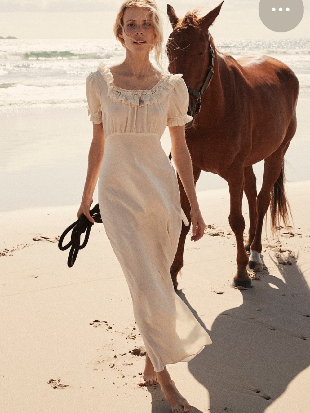 Doen Rowan Maxi Dress in Nutmilk with Lace